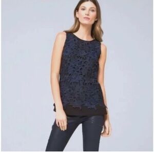 WHBM Lace Overlay Top
